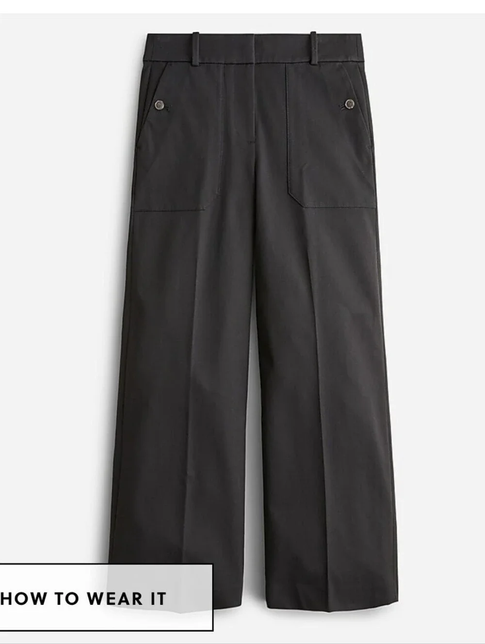 J. Crew Wide-Leg Cropped Black Trouser Pants Size 6